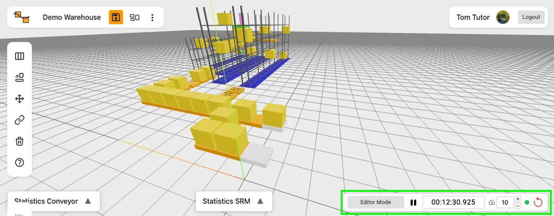 RackFlow warehouse simulation in the browser