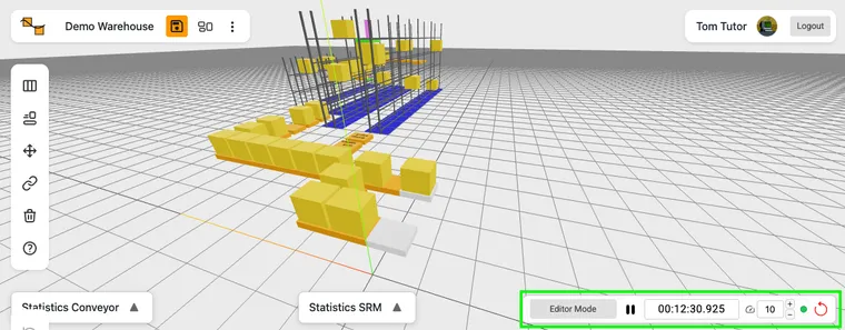 RackFlow warehouse simulation in the browser